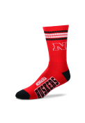 Nebraska Cornhuskers Duece Four Stripe Crew Socks - Red