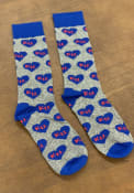 Kansas Jayhawks Team Logo Heart Dress Socks - Grey