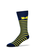 Michigan Wolverines Fun Stripe Dress Socks - Navy Blue