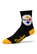 Pittsburgh Steelers Logo Name Quarter Socks - Black