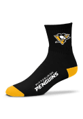 Pittsburgh Penguins Logo Name Quarter Socks - Black