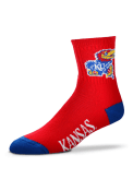 Kansas Jayhawks Youth Red Logo Name Quarter Socks