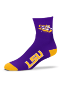 LSU Tigers Logo Name Quarter Socks - Purple