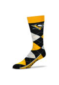 Pittsburgh Penguins Calf Logo Argyle Socks - Black