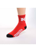 Nebraska Cornhuskers Logo Name Quarter Socks - Red