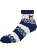 Michigan Wolverines Womens Stripe Quarter Socks - Navy Blue