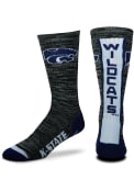 K-State Wildcats Vortex Crew Socks - Black