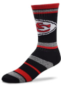 Kansas City Chiefs Marbled Stripe Crew Socks - Black