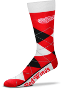Detroit Red Wings Team Logo Argyle Socks - Red