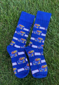 Kansas Jayhawks state and logos all over Dress Socks - Blue