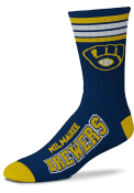 Milwaukee Brewers 4 Stripe Duece Crew Socks - Navy Blue