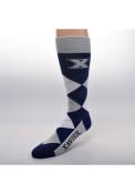 Xavier Musketeers Calf Logo Argyle Socks - Navy Blue