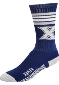 Xavier Musketeers 4 Stripe Deuce Crew Socks - Navy Blue