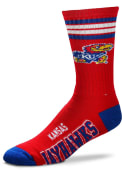 Kansas Jayhawks Reverse 4 Stripe Crew Socks - Red