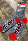 Detroit Red Wings Marbled 4 Stripe Deuce Crew Socks - Grey