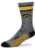 Iowa Hawkeyes Marbled 4 Stripe Deuce Crew Socks - Grey