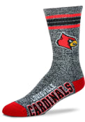 Louisville Cardinals Marbled 4 Stripe Deuce Crew Socks - Grey