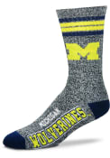 Michigan Wolverines Marbled 4 Stripe Deuce Crew Socks - Grey