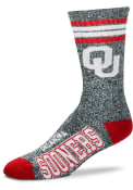 Oklahoma Sooners Marbled 4 Stripe Deuce Crew Socks - Grey