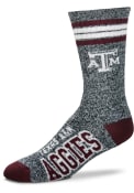 Texas A&M Aggies Marbled 4 Stripe Deuce Crew Socks - Grey