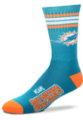 Miami Dolphins 4 Stripe Deuce Crew Socks - Blue