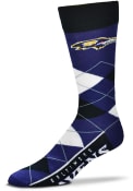 Baltimore Ravens Team Logo Argyle Socks - Purple