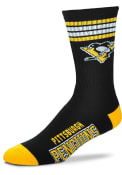 Pittsburgh Penguins Youth 4 Stripe Deuce Crew Socks - Black