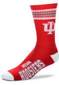 Indiana Hoosiers Youth 4 Stripe Deuce Crew Socks - Red