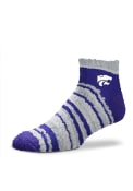 Purple K-State Wildcats Muchas Rayas Fuzzy Womens Quarter Socks