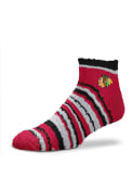Chicago Blackhawks Womens Muchas Rayas Fuzzy Quarter Socks - Black