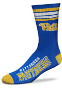 Pitt Panthers Youth 4 Stripe Deuce Crew Socks - Blue