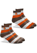 Cleveland Browns Womens Skip Pro Stripe 2 Pack Quarter Socks - Brown