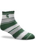 Michigan State Spartans Womens Skip Stripe Quarter Socks - Green
