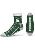 Michigan State Spartans Womens Tartan Plaid Quarter Socks - Green