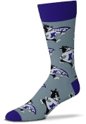 Grey K-State Wildcats All Over Mascot Mens Dress Socks