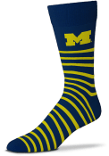 Michigan Wolverines Thin Stripes Dress Socks - Navy Blue