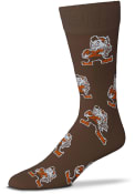 Cleveland Browns Logo All Over Dress Socks - Brown