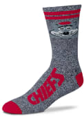 Kansas City Chiefs Youth Two Stripe Marbled Quarter Socks - Grey