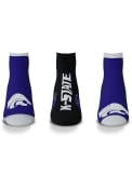 Purple K-State Wildcats Flash 3 Pack Mens No Show Socks