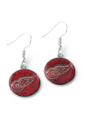 Detroit Red Wings Womens Glitter Dangle Earrings - Red