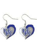 Kentucky Wildcats Womens Heart Swirl Earrings - Silver
