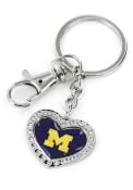 Michigan Wolverines Heart Keychain