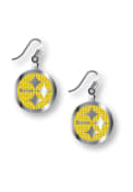 Pittsburgh Steelers Womens Glitter Dangler Earrings - Silver