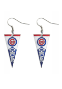 Chicago Cubs Womens Pennant Earrings - Silver