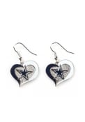 Dallas Cowboys Womens Swirl Heart Earrings - Silver