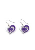 Purple K-State Wildcats Swirl Heart Womens Earrings