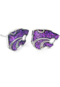 K-State Wildcats Womens Glitter Post Earrings - Purple