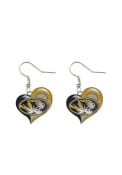 Missouri Tigers Womens Swirl Heart Earrings - Yellow