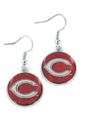 Cincinnati Reds Womens Glitter Dangler Earrings - Red