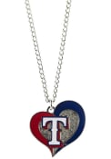 Texas Rangers Womens Swirl Heart Necklace - Red